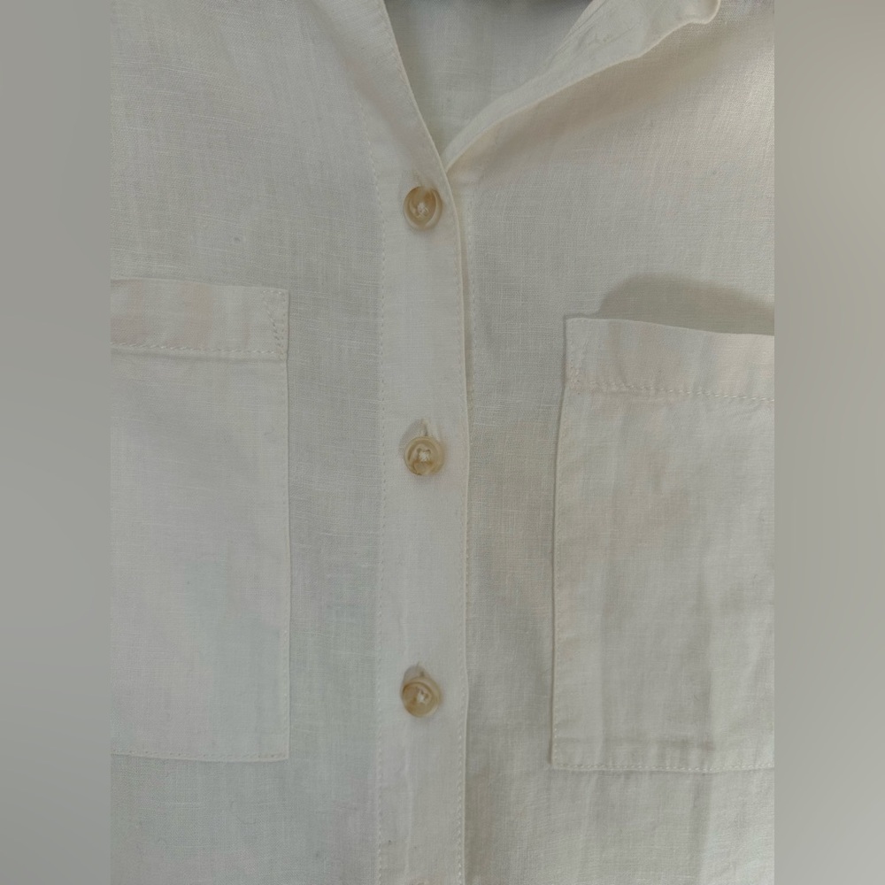 Pilcro & The Letterpress Anthropologie White Button Long Sleeve Blouse Small - Picture 2 of 7